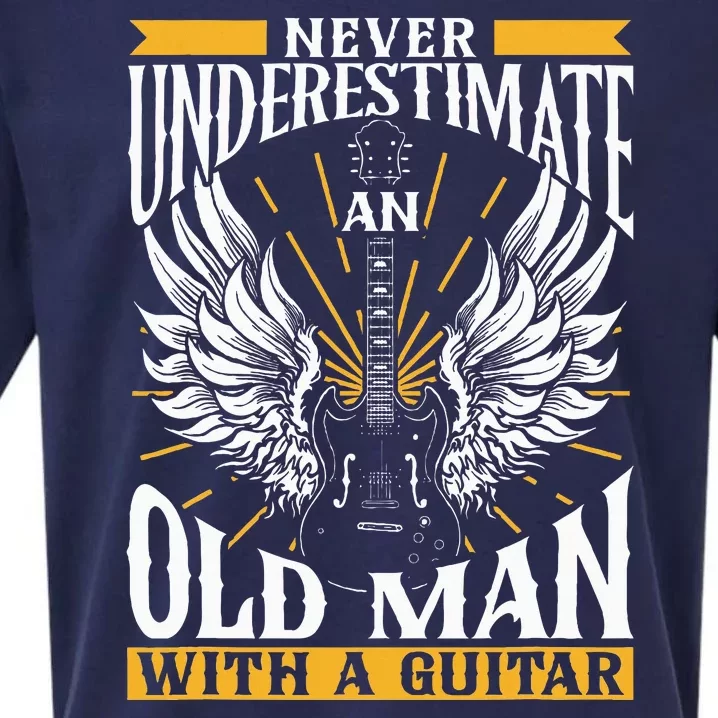 Never Underestimate An Old Man With A Guitar Guitars Guitar Sueded Cloud Jersey T-Shirt