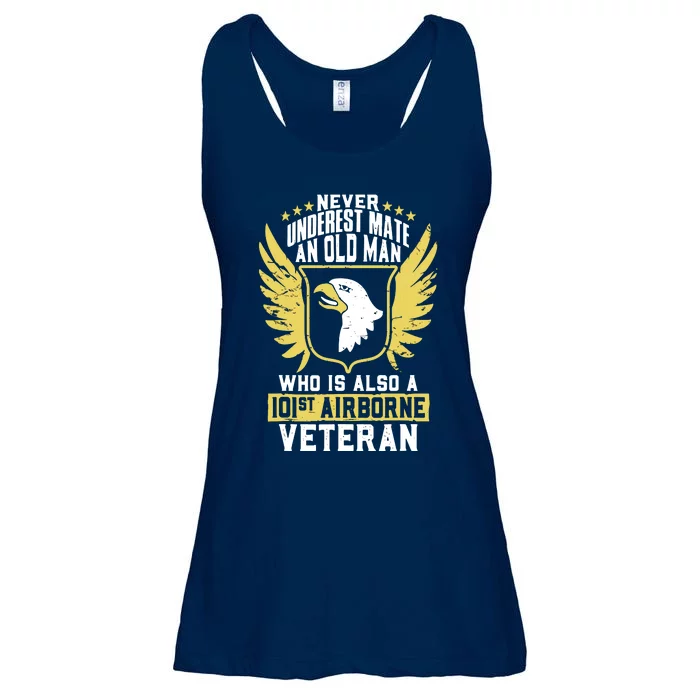 Never Underestimate An Old Man 101st Airborne Veteran Gift Ladies Essential Flowy Tank