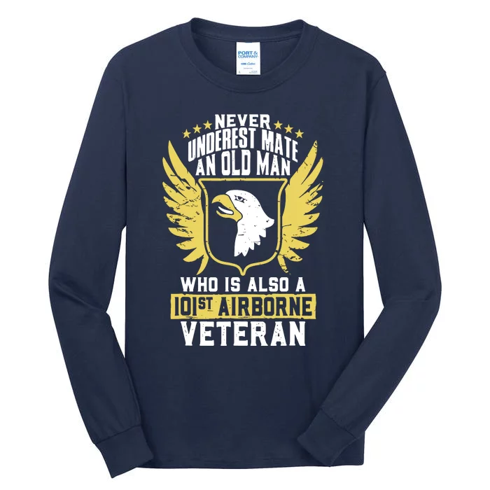 Never Underestimate An Old Man 101st Airborne Veteran Gift Tall Long Sleeve T-Shirt