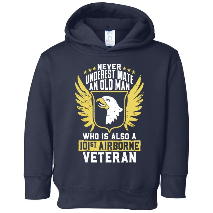 Never Underestimate An Old Man 101st Airborne Veteran Gift Toddler Hoodie