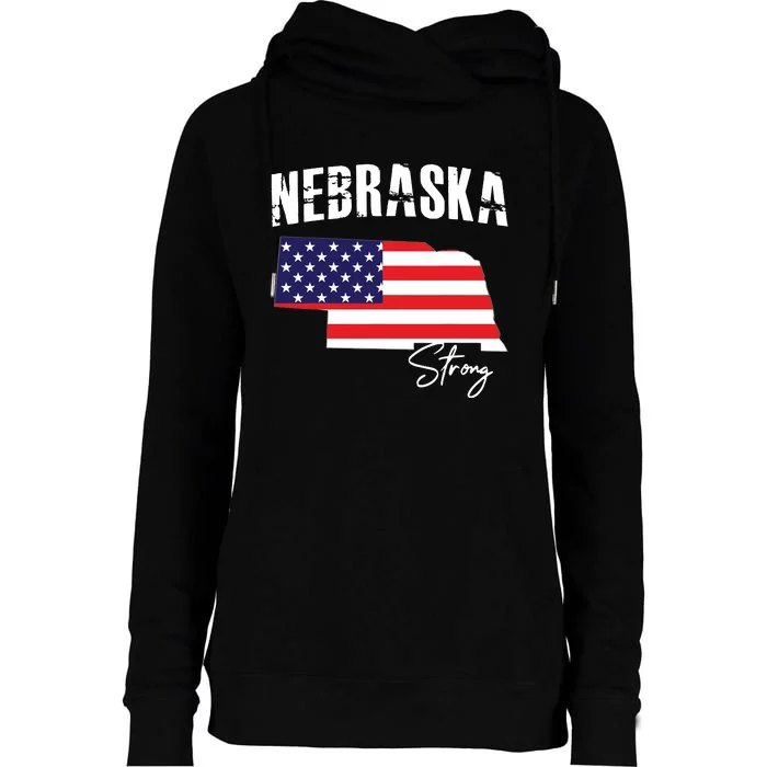 Nebraskastrong Usa America Flag Map Womens Funnel Neck Pullover Hood