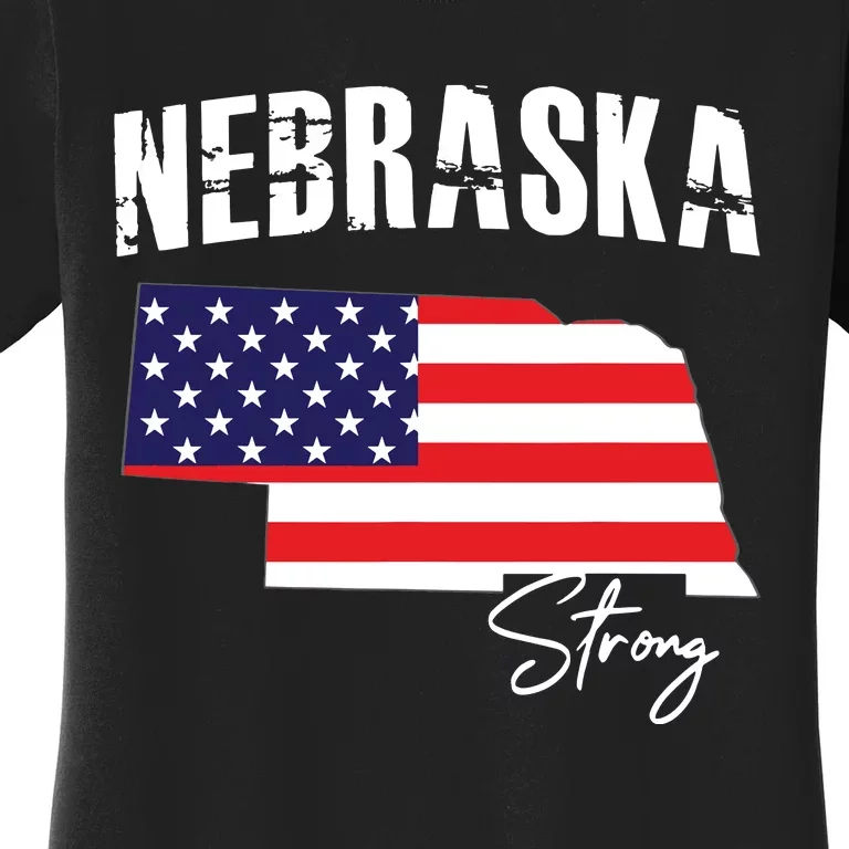 Nebraskastrong Usa America Flag Map Women's T-Shirt