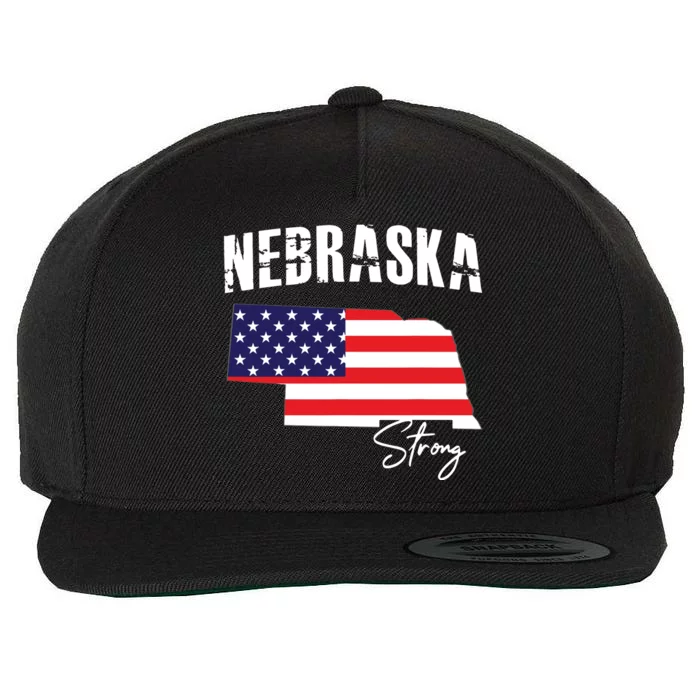 Nebraskastrong Usa America Flag Map Wool Snapback Cap