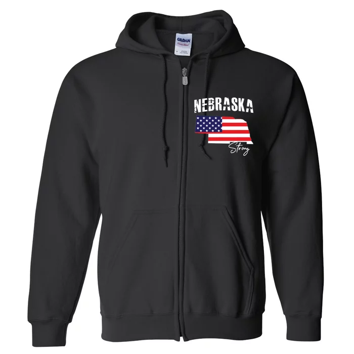 Nebraskastrong Usa America Flag Map Full Zip Hoodie