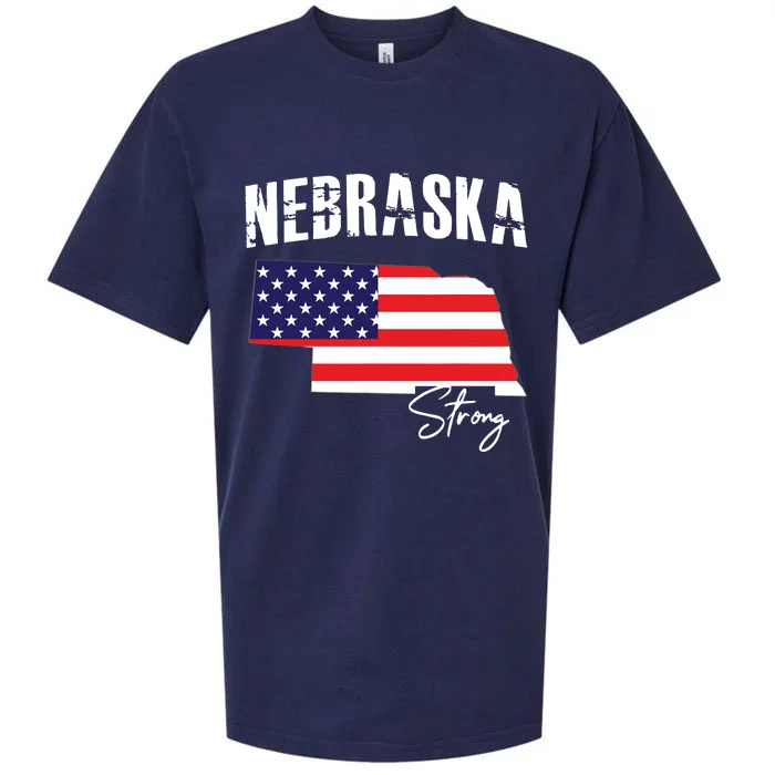 Nebraskastrong Usa America Flag Map Sueded Cloud Jersey T-Shirt