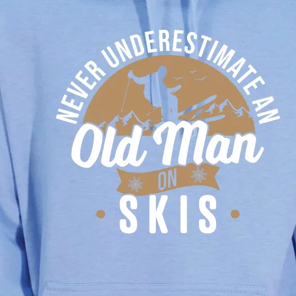 Never Underestimate An Old Man On Skis Ski Jumping Snow Fan Unisex Surf Hoodie