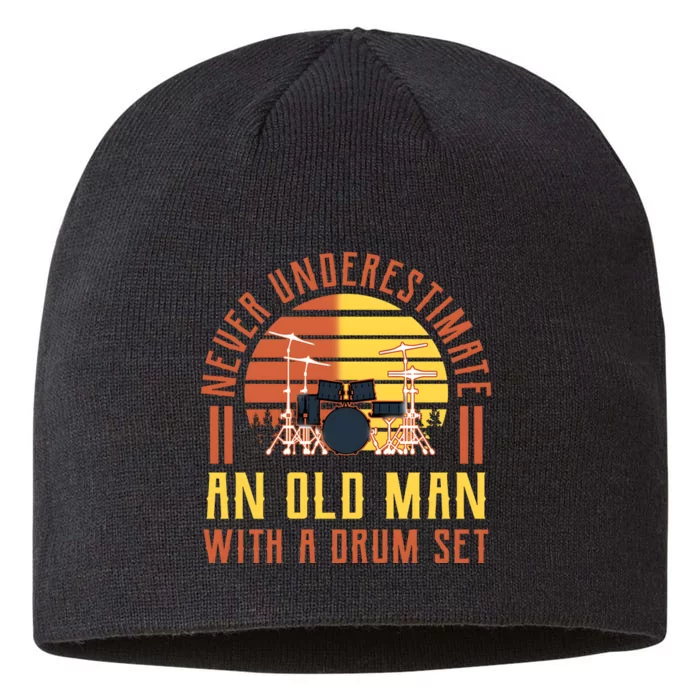 Never Underestimate An Old Man With A Drum Set Vintage 8 1/2in Sustainable Knit Beanie