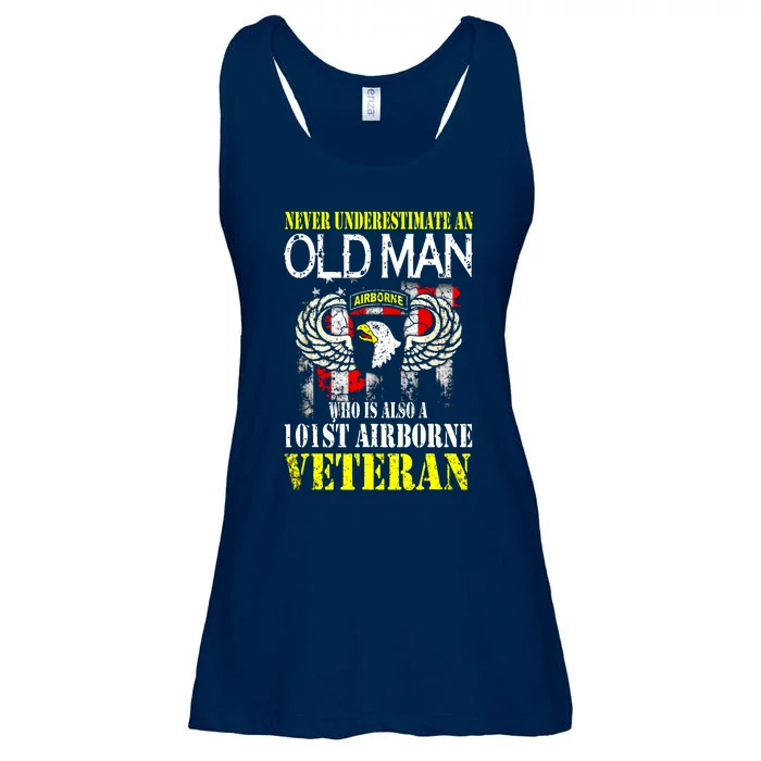 Never Underestimate An Old Man 101st Airborne Veteran Gift Ladies Essential Flowy Tank