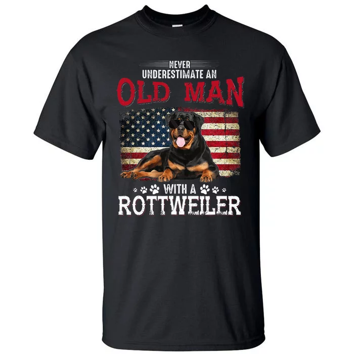 Never Underestimate An Old Man With A Rottweiler Tall T-Shirt