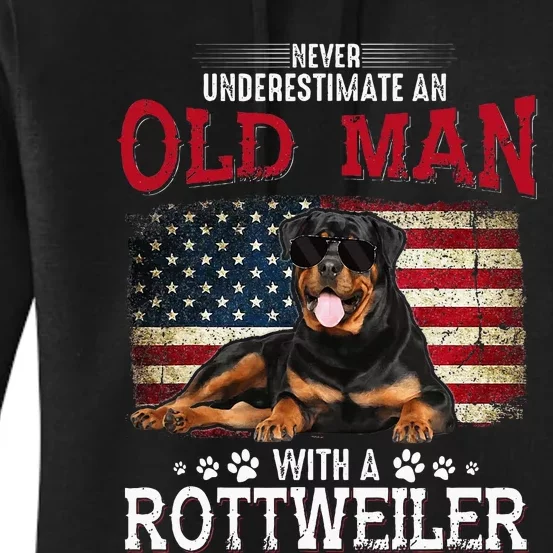 Never Underestimate An Old Man With A Rottweiler Women's Pullover Hoodie