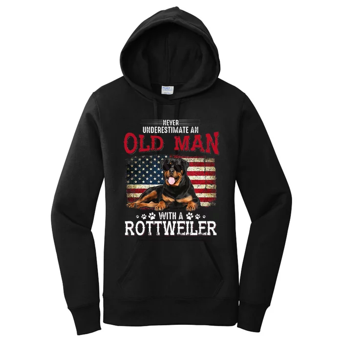 Never Underestimate An Old Man With A Rottweiler Women's Pullover Hoodie