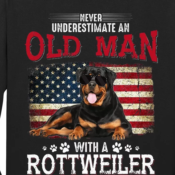 Never Underestimate An Old Man With A Rottweiler Tall Long Sleeve T-Shirt