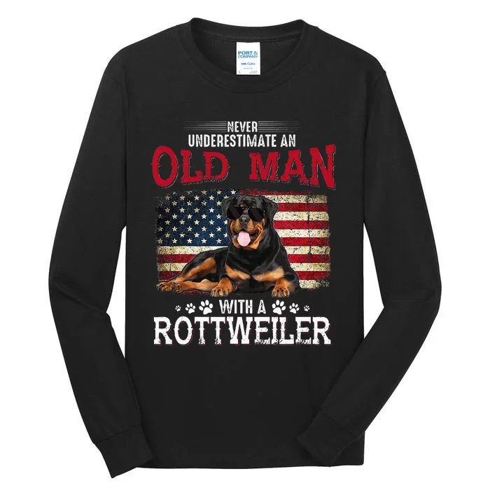 Never Underestimate An Old Man With A Rottweiler Tall Long Sleeve T-Shirt