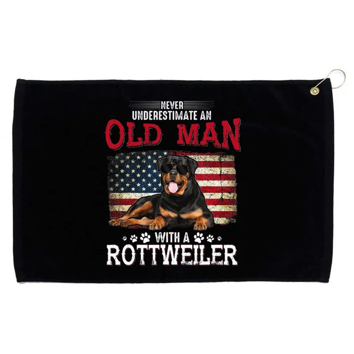 Never Underestimate An Old Man With A Rottweiler Grommeted Golf Towel