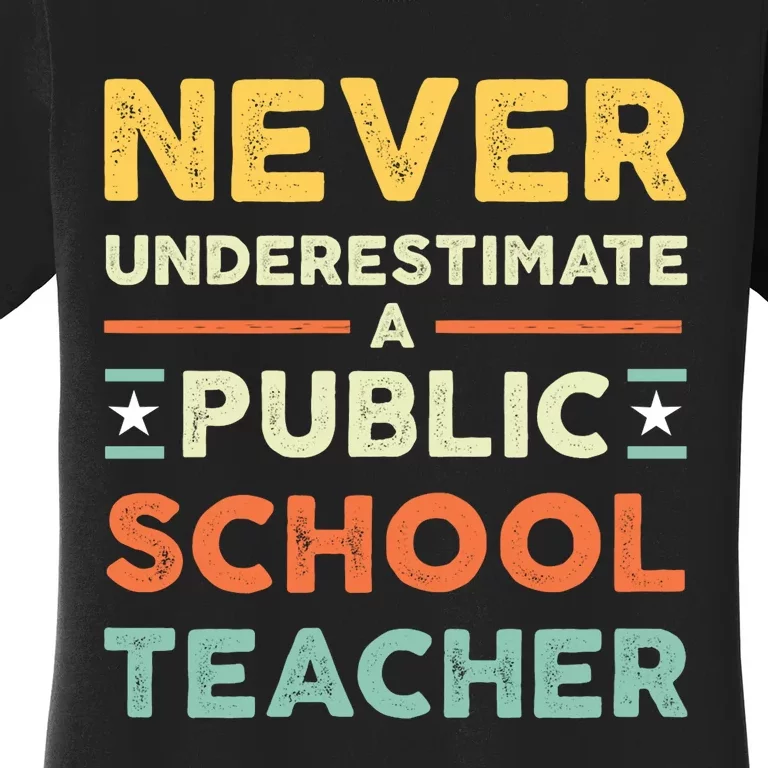 Never Underestimate A Public School Teacher Women's T-Shirt