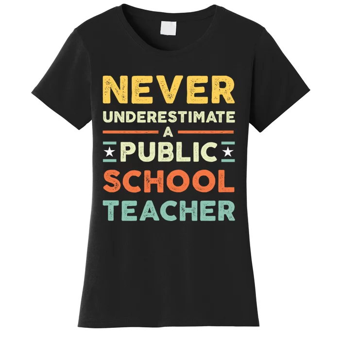 Never Underestimate A Public School Teacher Women's T-Shirt