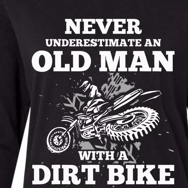 Never Underestimate An Old Man With A Dirt Bike Womens Cotton Relaxed Long Sleeve T-Shirt