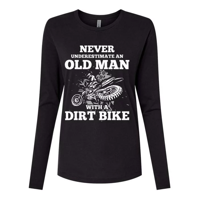 Never Underestimate An Old Man With A Dirt Bike Womens Cotton Relaxed Long Sleeve T-Shirt