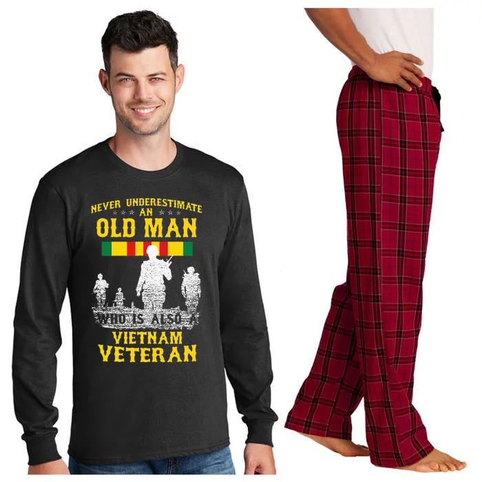 Never Underestimate An Old Man Vietnam Veteran Long Sleeve Pajama Set