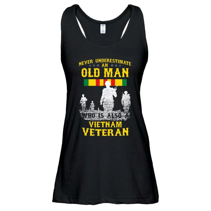 Never Underestimate An Old Man Vietnam Veteran Ladies Essential Flowy Tank