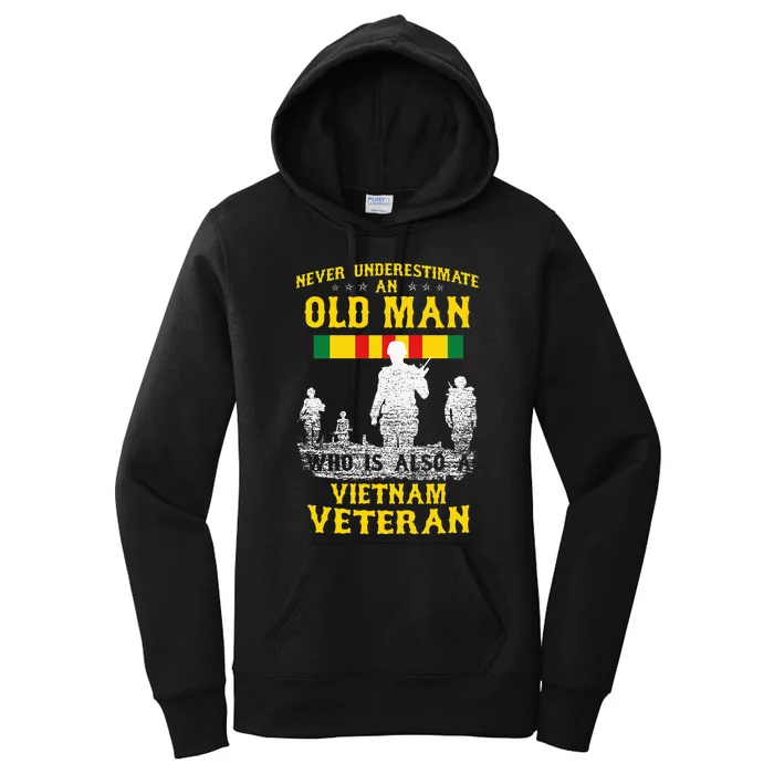 Never Underestimate An Old Man Vietnam Veteran Women's Pullover Hoodie