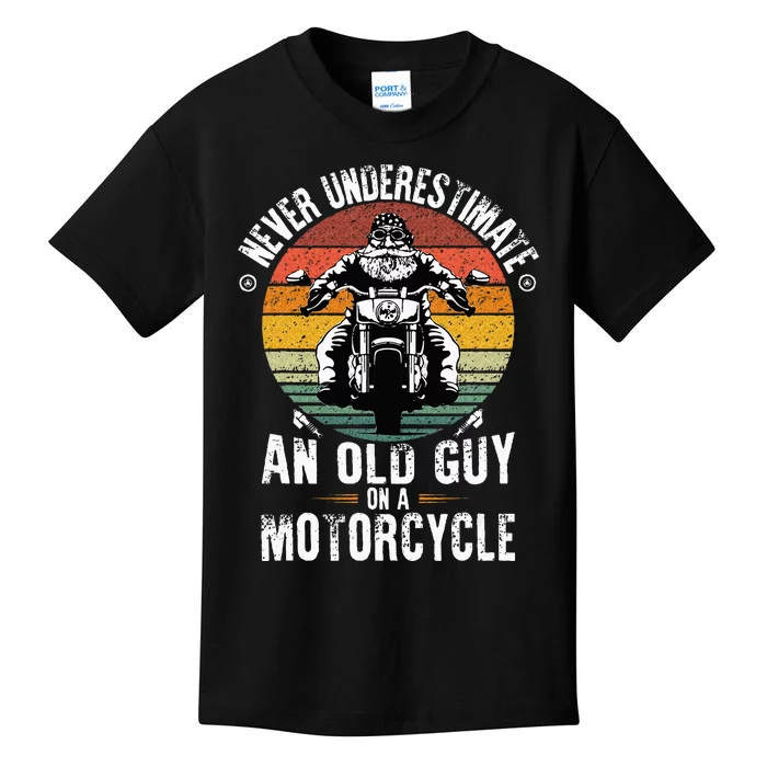 Never Underestimate An Old Guy On A Motorcycle Kids T-Shirt