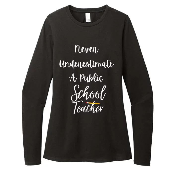 Never Underestimate A Public School Teacher Womens CVC Long Sleeve Shirt