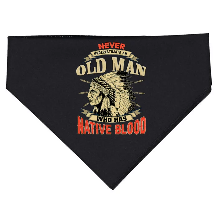 Never Underestimate An Old Man Who Has Native Blood USA-Made Doggie Bandana