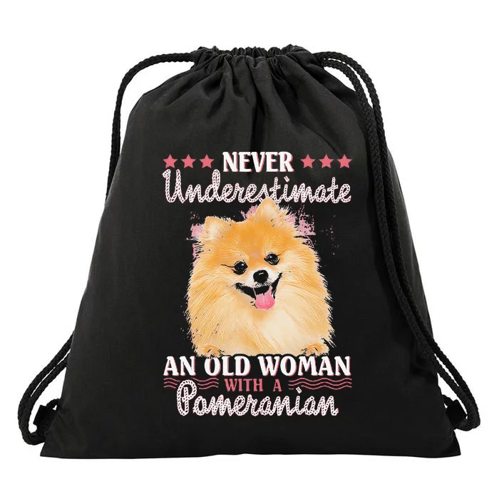 Never Underestimate An Old Woman With Pomeranian Drawstring Bag