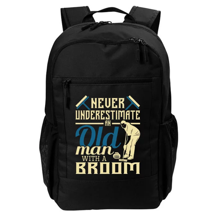 Never Underestimate An Old Man With A Broom Curling Curler Daily Commute Backpack