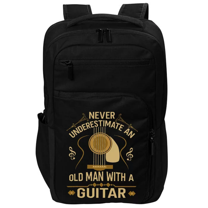 Never Underestimate An Old Man With A Guitar Acoustic Player Impact Tech Backpack