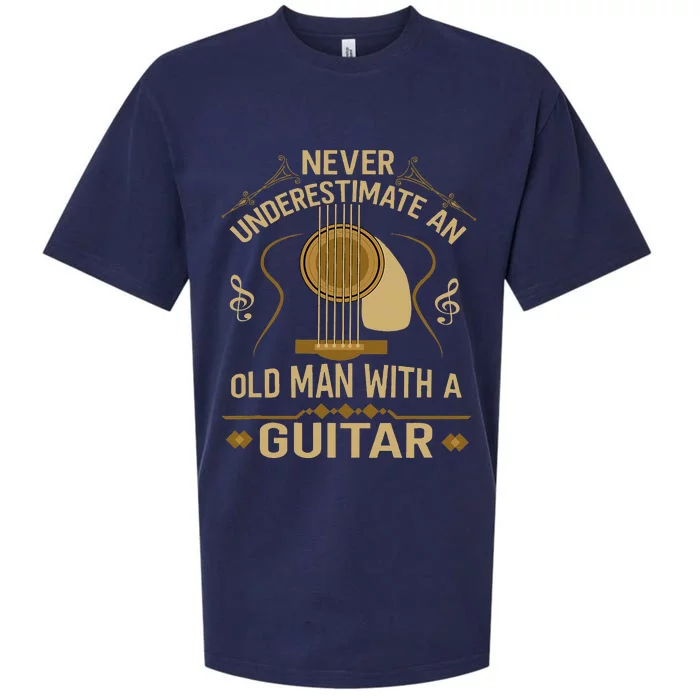 Never Underestimate An Old Man With A Guitar Acoustic Player Sueded Cloud Jersey T-Shirt