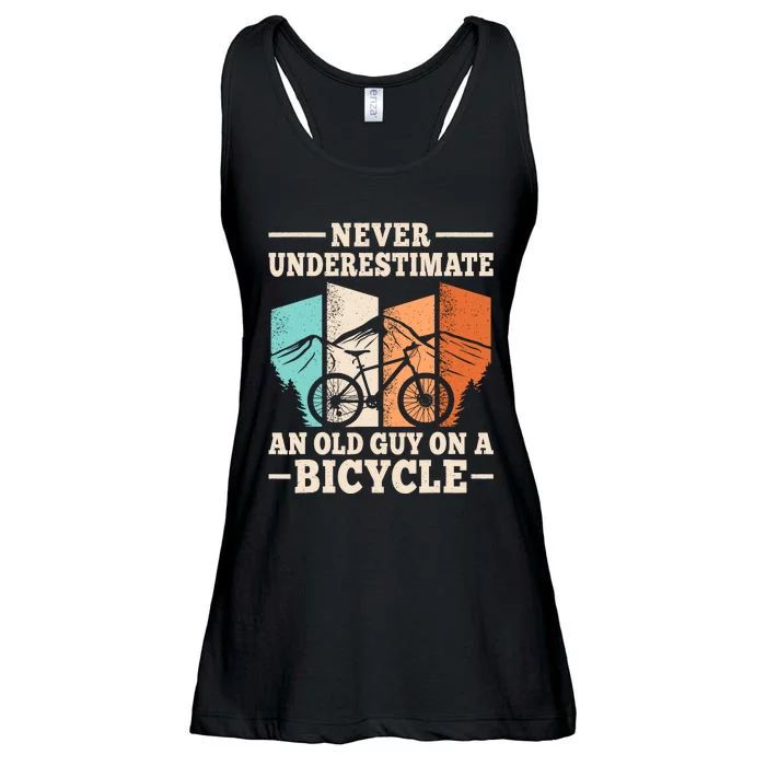 Never Underestimate An Old Guy On A Bicycle Cyclist Cycling Ladies Essential Flowy Tank