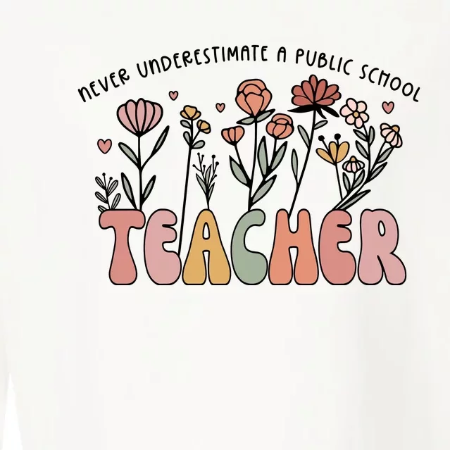 Never Underestimate A Public School Teacher Cropped Pullover Crew