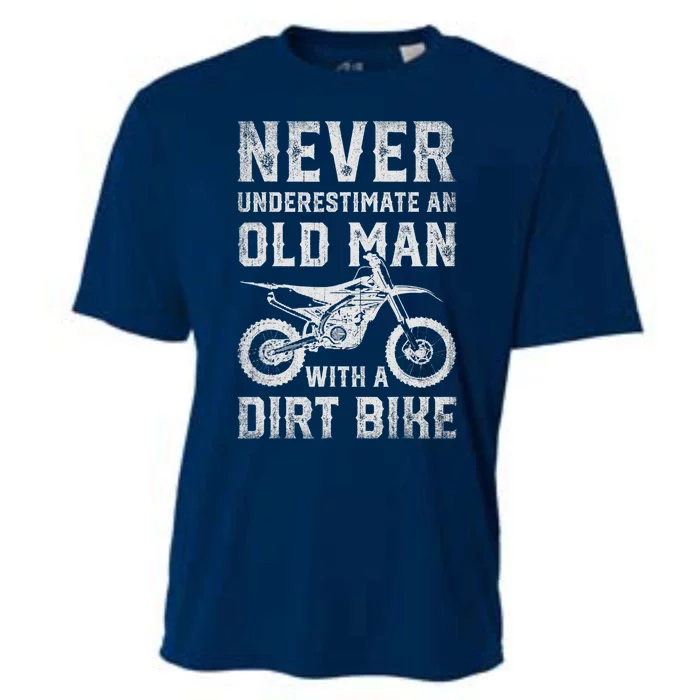 Never Underestimate An Old Man With A Dirt Bike Father's Day Cooling Performance Crew T-Shirt