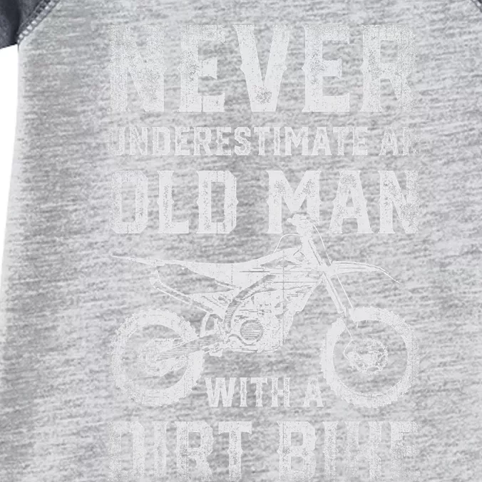 Never Underestimate An Old Man With A Dirt Bike Father's Day Infant Baby Jersey Bodysuit