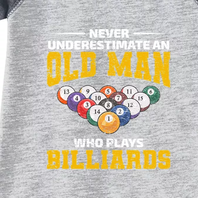 Never Underestimate An Old Man Who Play Billiards Gift For Dad Father’s Day Infant Baby Jersey Bodysuit