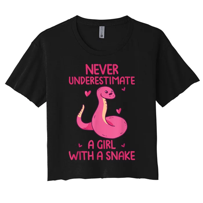 Never Underestimate A Girl With A Snake Quote Women's Crop Top Tee