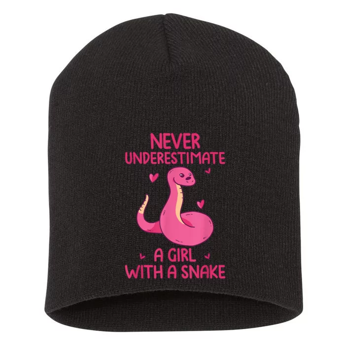 Never Underestimate A Girl With A Snake Quote Short Acrylic Beanie