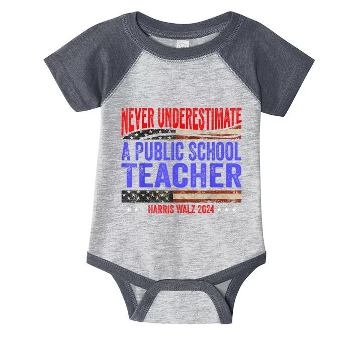 Never Underestimate A Public School Teacher Harris Waltz Infant Baby Jersey Bodysuit