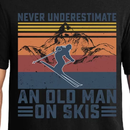 Never Underestimate An Old On Skis Funny Skiing Lover Great Gift Pajama Set