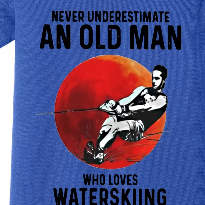 Never Underestimate An Old Who Loves Water Skiing Gift Baby Bodysuit