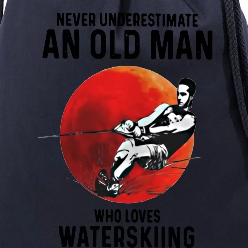 Never Underestimate An Old Who Loves Water Skiing Gift Drawstring Bag