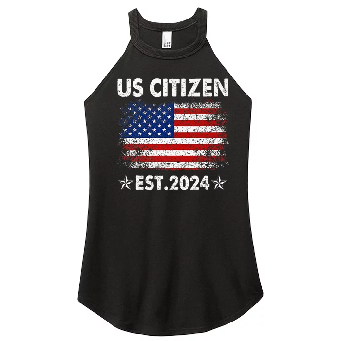 New Us Citizen Est 2024 American Immigrant Citizenship Gifts Women’s Perfect Tri Rocker Tank