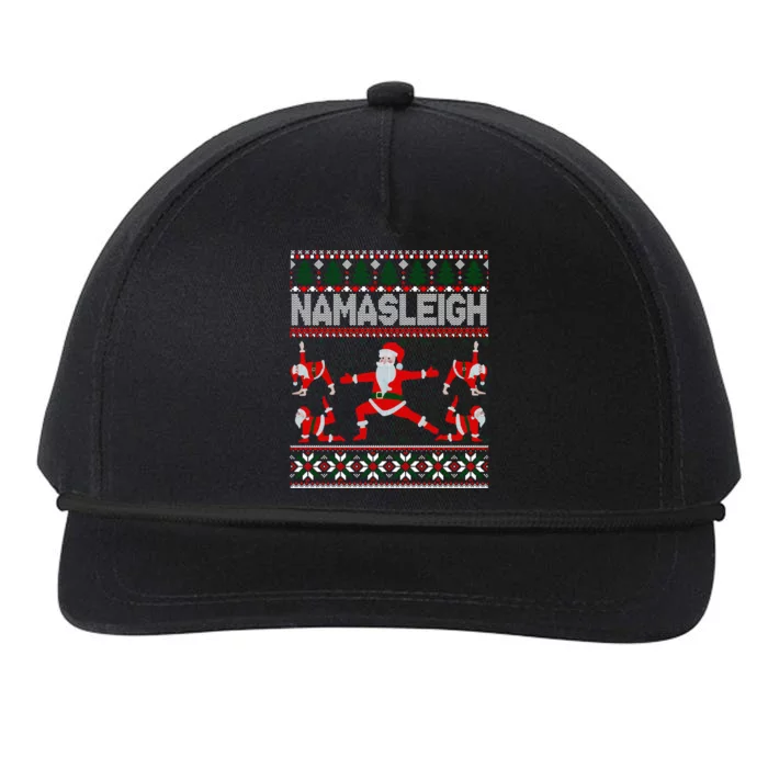 Namasleigh Ugly Christmas Sweater Meme Santa Claus Yoga Gift Snapback Five-Panel Rope Hat