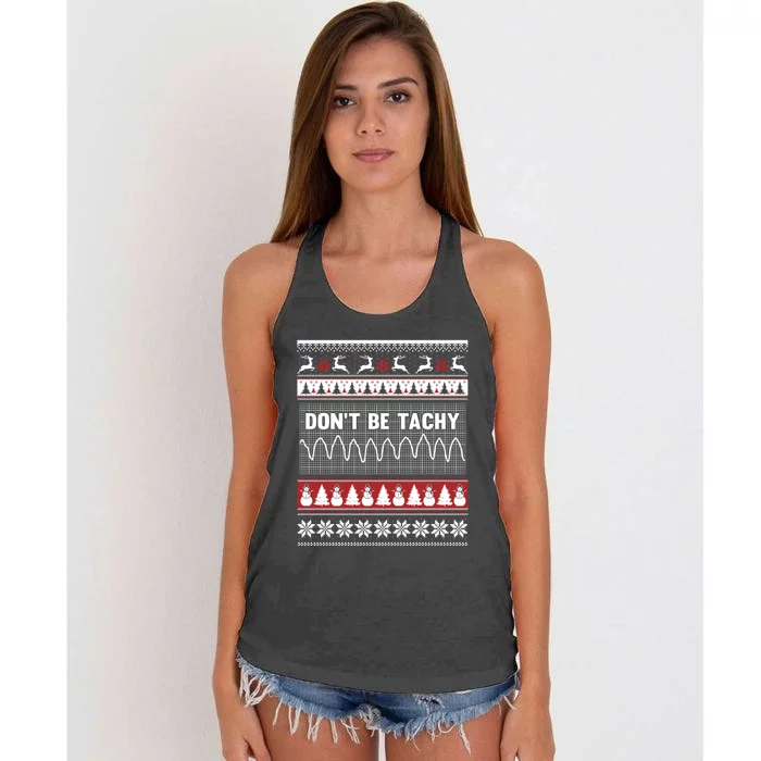 Nurse Ugly Christmas Sweater DonT Be Tachy Women's Knotted Racerback Tank