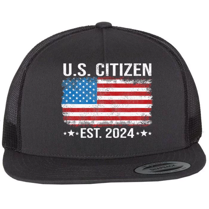 New Us Citizen Est 2024 American Immigrant Citizenship Flat Bill Trucker Hat