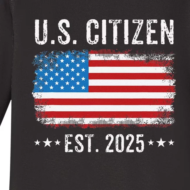 New Us Citizen Est 2025 American Immigrant Citizenship Baby Long Sleeve Bodysuit