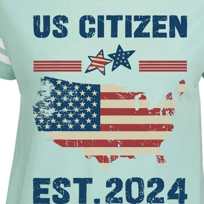 New Us Citizen Est 2024 Immigrant American Citizenship Party Enza Ladies Jersey Football T-Shirt