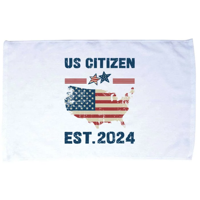 New Us Citizen Est 2024 Immigrant American Citizenship Party Microfiber Hand Towel